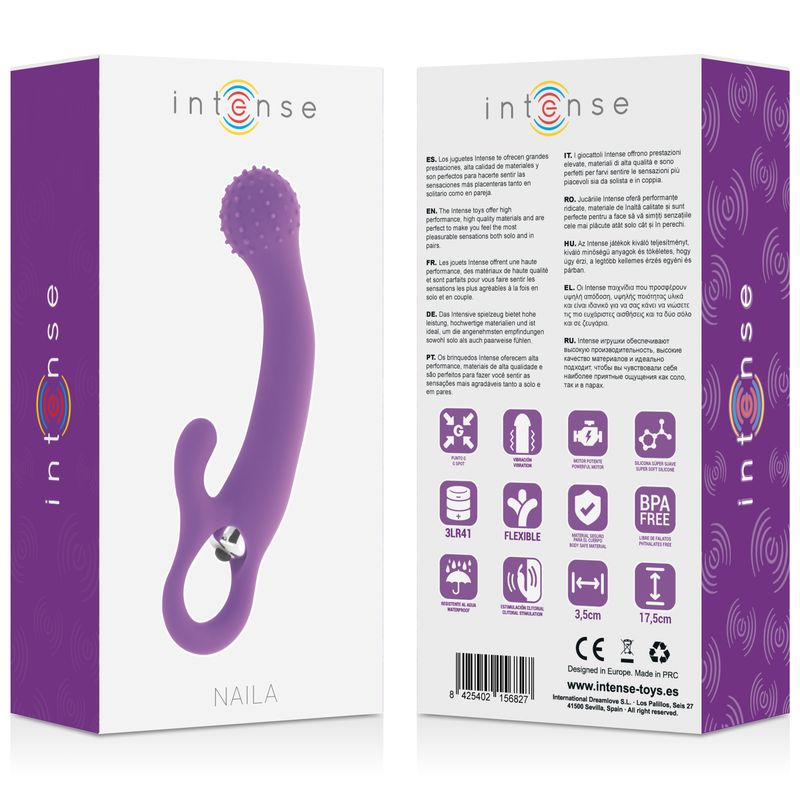 Vibratore Punto G con Stimolazione Clitoridea Naila – Intense Toys