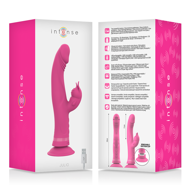 Intense™ Julio - Vibratore Rabbit con Triplo Motore e Ventosa Potente