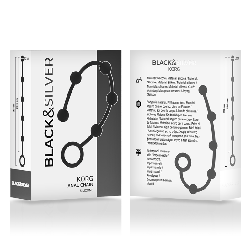 Black&Silver™ Korg Beads™ – Palline Anali in Silicone 21 CM