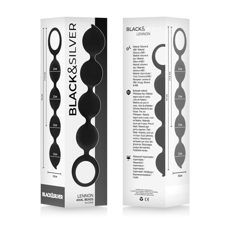 Black&Silver™ Lennon Beads™ – Palline Anali in Silicone 15 cm
