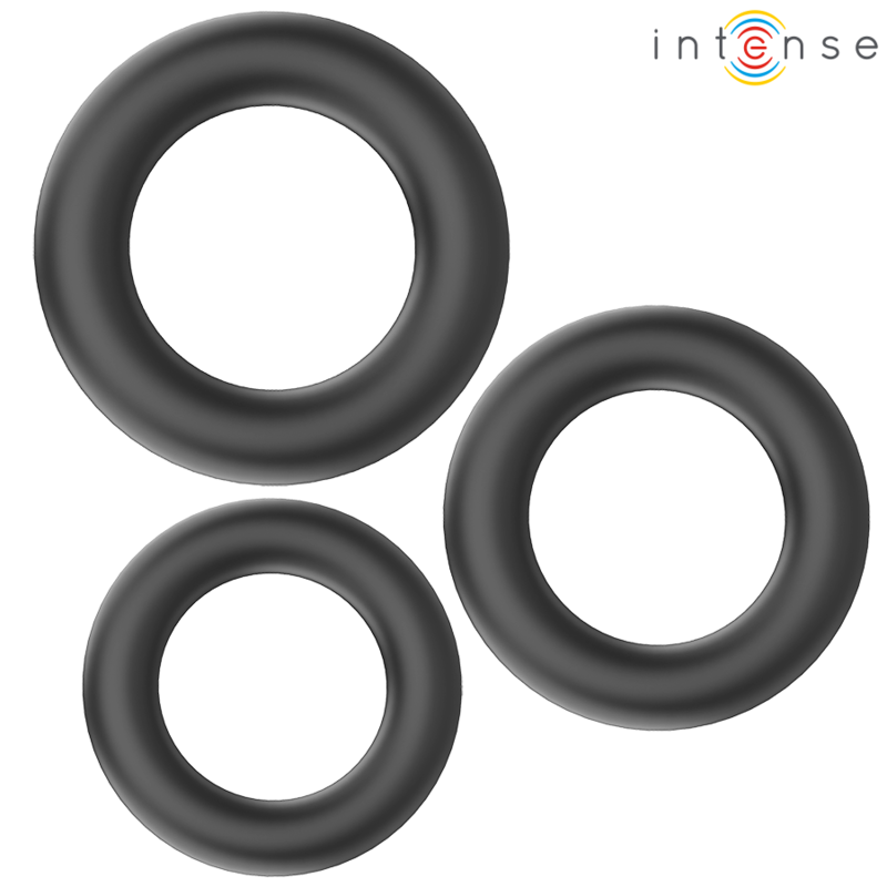 INTENSE HUGH – Set di 3 Anelli per Pene in Silicone Morbido