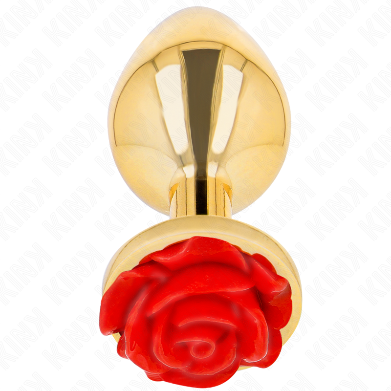 KINK - Plug anale dorato con rosa taglia L