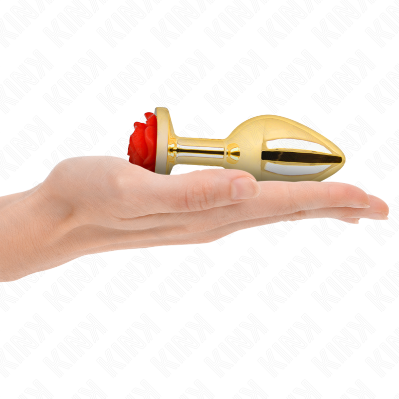 KINK - Plug anale dorato con rosa taglia L