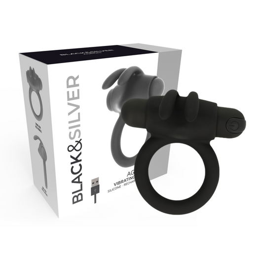 Anello Vibrante Agron con Stimolatore Clitorideo di Black & Silver