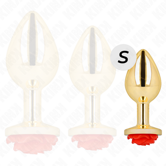 KINK - plug anale oro con rosa taglia S