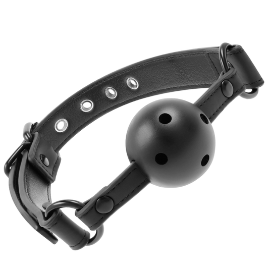 Ball Gag con Pallina Forata in Cuoio Vegano – Fetish Submissive